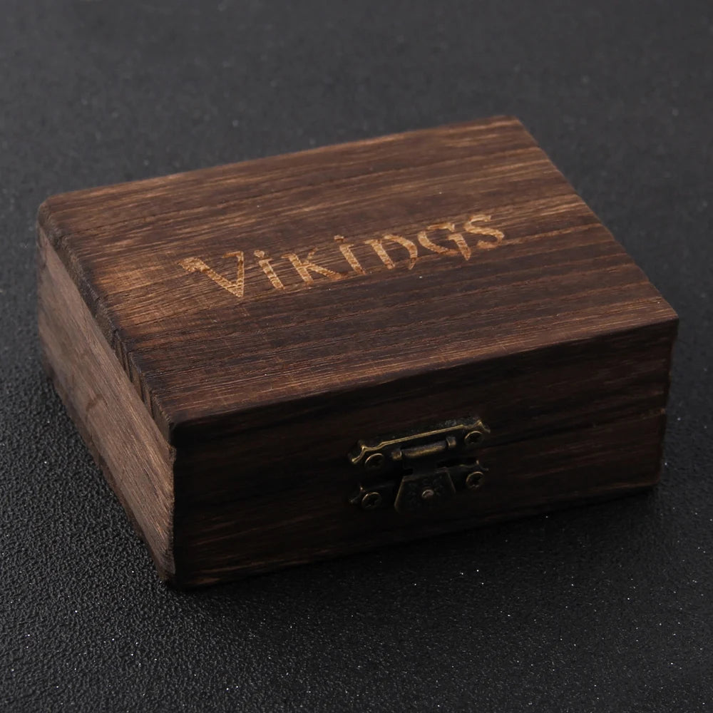 Stainless Steel Nordic Viking Norse Bear Bracelet Adjustable Men Wristband Cuff Bracelets with Viking Wooden Box
