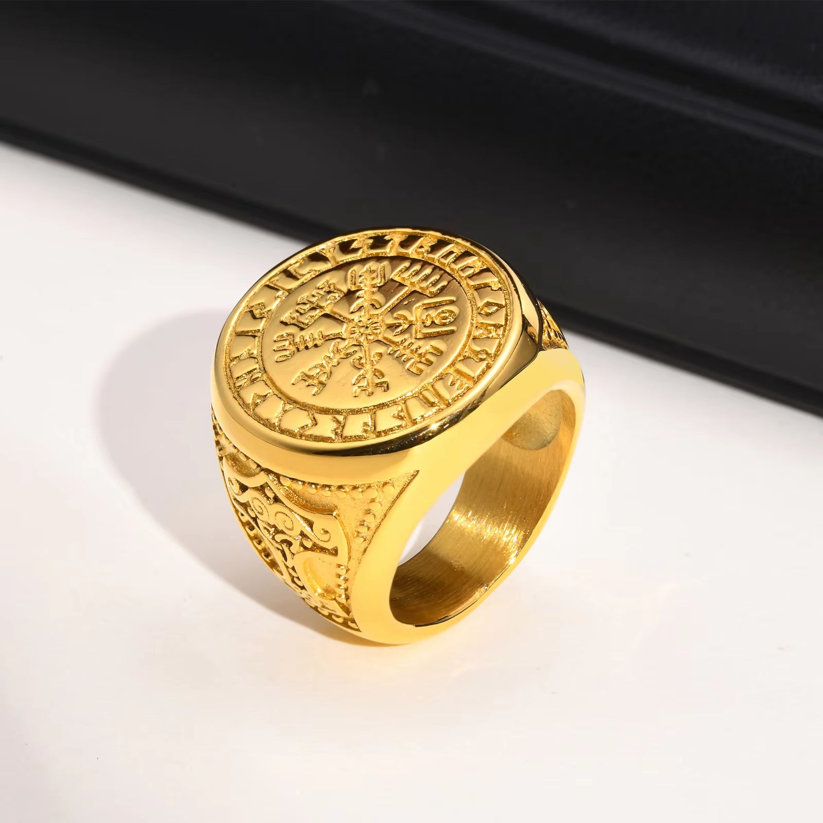 Cool Punk Norse Viking Thor Mjolnir Hammer Rings for Men,Solid Stainless Steel Metal Rock Axe Signet Finger Bands Jewelry