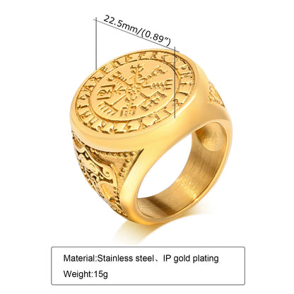 Cool Punk Norse Viking Thor Mjolnir Hammer Rings for Men,Solid Stainless Steel Metal Rock Axe Signet Finger Bands Jewelry